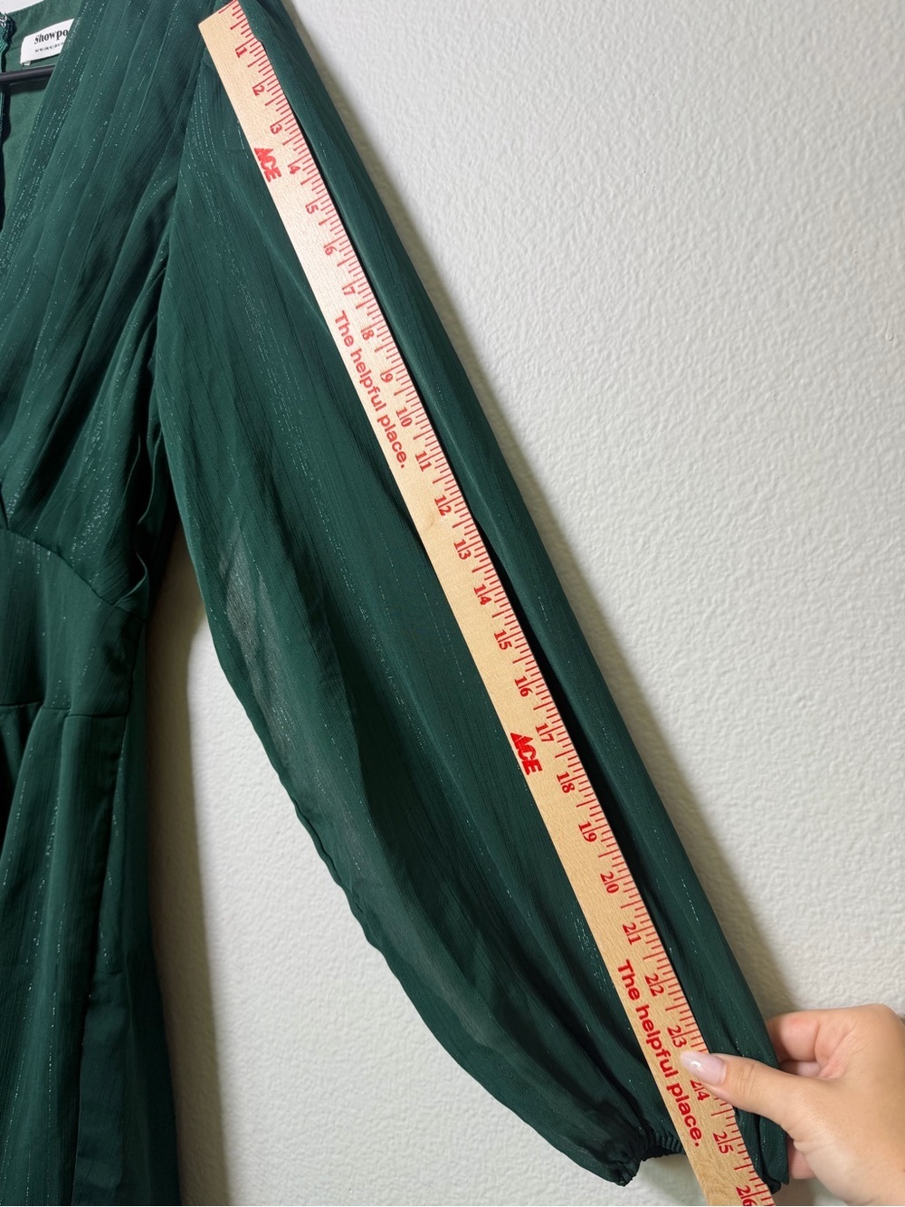 Showpo Green Sparkly High-Low Pleated Maxi Dress Wedding Guest Formal Size 6 - Picture 12 of 16